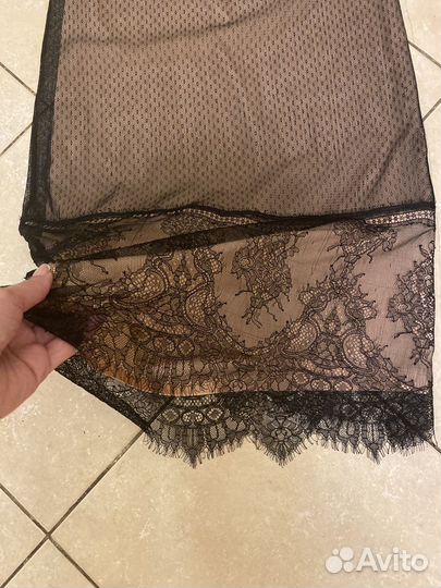 Платье клубное Франция кружево/кожа/хлопок 42 рус