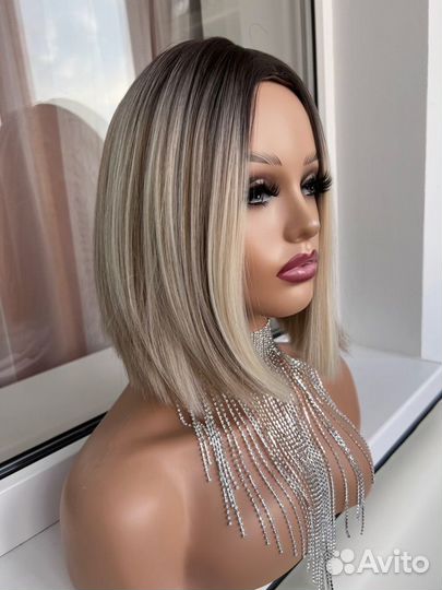 Парик каре блонд с мелированием