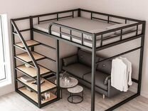 Кровать двухъярусная мягкая с рундуком для вагон домов и бытовок