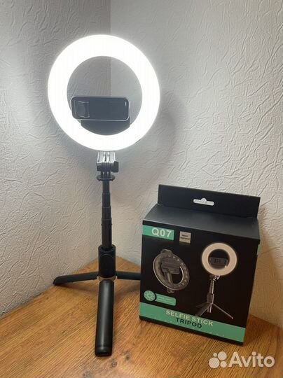 Штатив монопод Q07 с кольцевой LED лампой