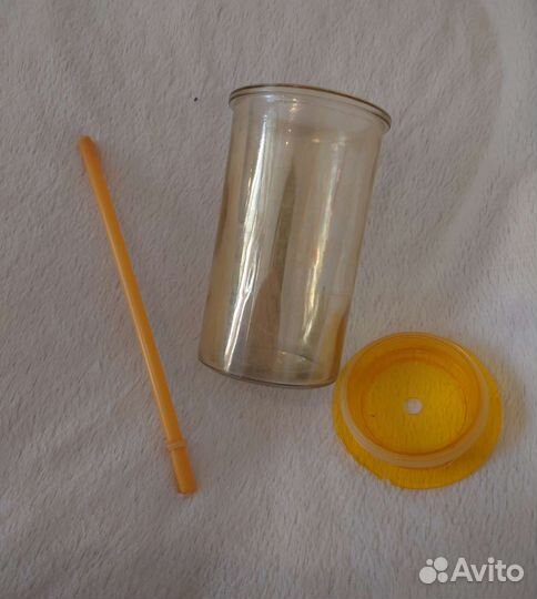 Стакан стеклянный с трубочкой