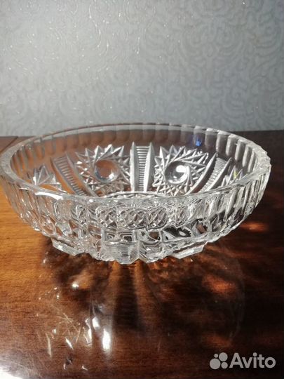 Хрустальная ваза, салатник, рог