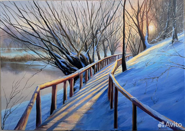 Картина маслом зима