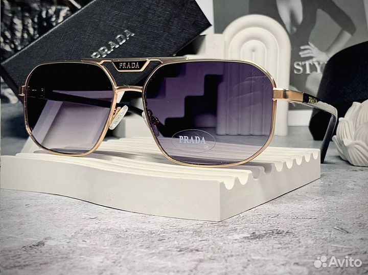 Очки Prada Aviator золотые