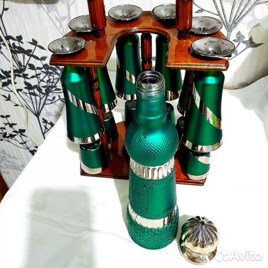 Бокалы, стопки, графин цветное стекло, набор новый