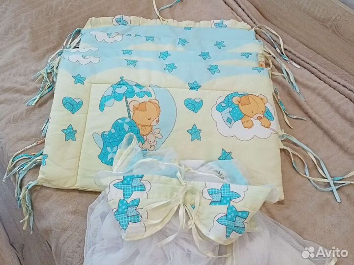 Бортики в детскую кроватку + балдахин