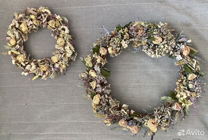 Интерьерный венок из гортензии и роз 35+ см