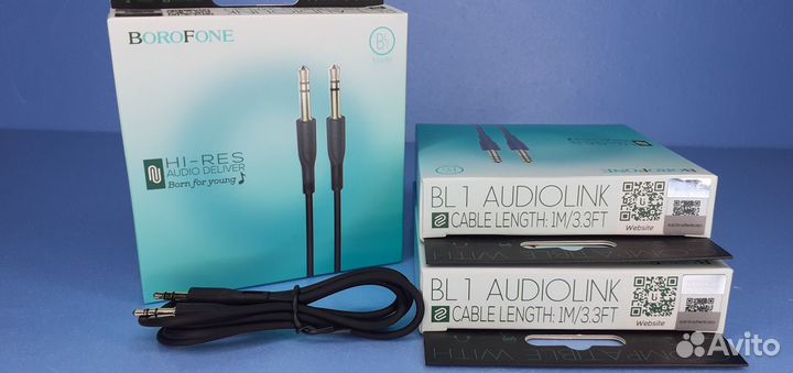 Фирменный кабель Aux 3.5мм Borofone Premium 1м