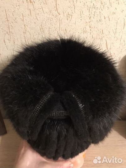 Шапка женская норковая вязаная новая