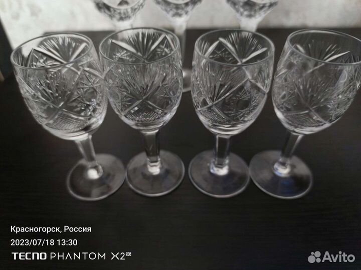 Рюмки хрустальные времён СССР, 10 штук, разных