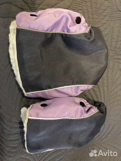 Муфта и варежки на коляску санки в 2 вариантах