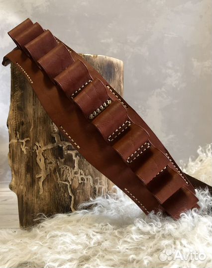 Патронташ 12 калибр на ремень, кожа