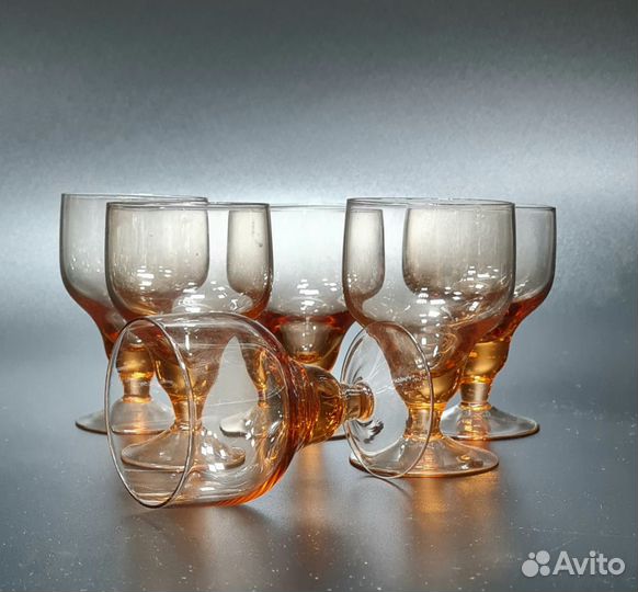 Бокалы, фужеры, рюмки, графин цветное стекло СССР