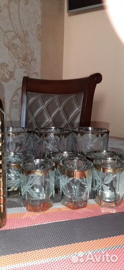 Винтажный графин рюмки стаканы : 19 предметов
