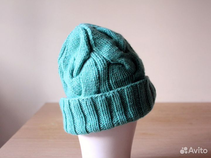 Шапка женская вязаная зимняя из шерсти и кашемира