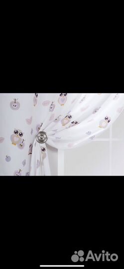 Новые подшитые Шторы в детскую с совами 2 шт