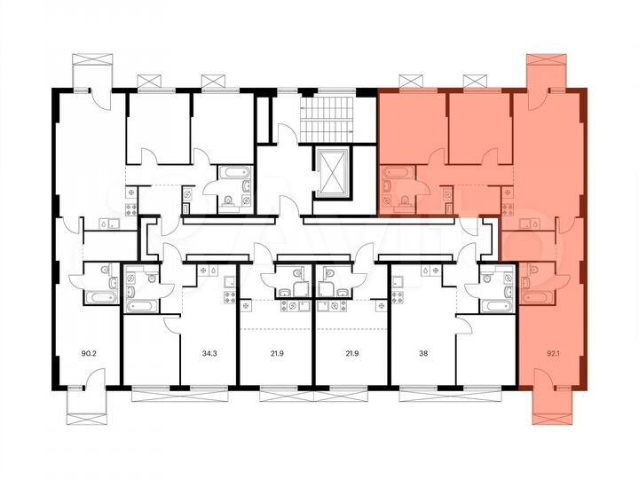 3-к. квартира, 92,1 м², 3/9 эт.