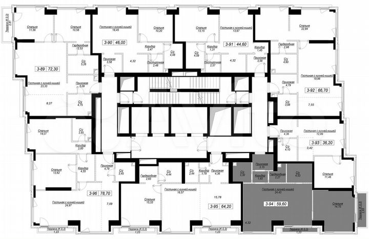 1-к. квартира, 59,6 м², 13/41 эт.