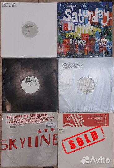 Виниловые пластинки с электронной музыкой DJ