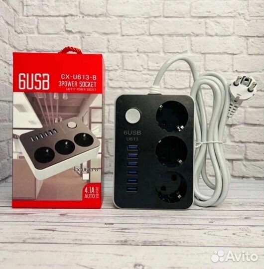 Сетевой фильтр с 6 usb удлинитель на 3 розетки