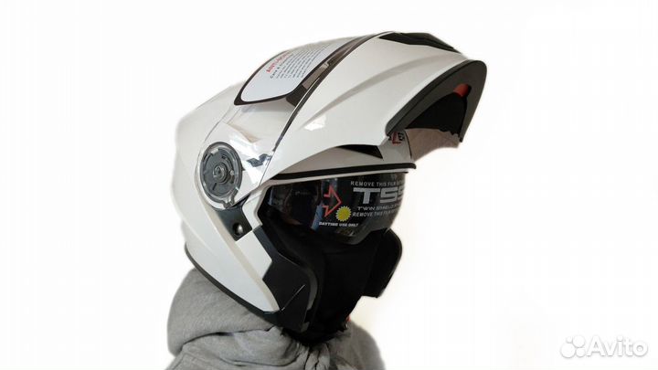 Шлем мото модуляр Hizer 627 белый XL