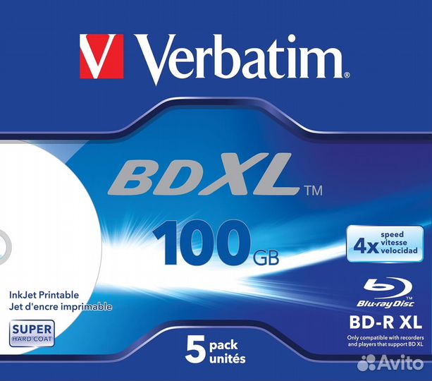 Диски Blu-ray Verbatim bdxl 100Gb Printable