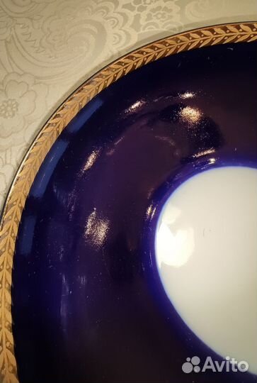 Блюдо, тарелка, фарфор, кобальт Золотой колосок