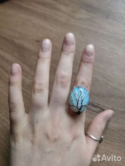 Кольцо лунный камень