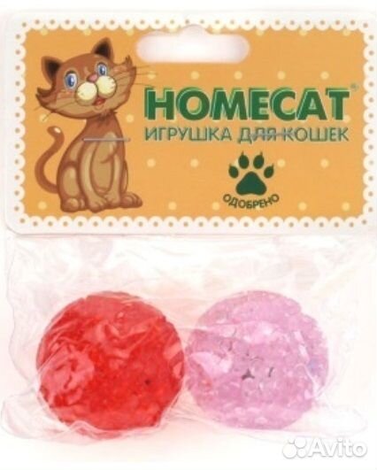Homecat 2 шт Ф 4 см игрушка для кошек мячи пластик