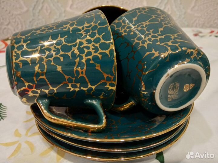 Кофейный сервиз на 6 персон, Chodziez (зелёный)