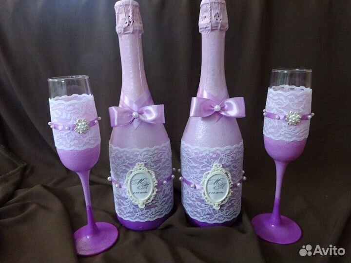 Свадебные бокалы ручной работы