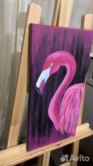 Картина. Розовый фламинго. (Акрил)