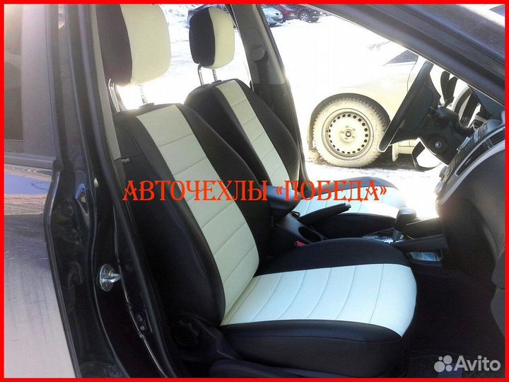 Чехлы Kia Ceed 1 из экокожи чёрно-белые Классика