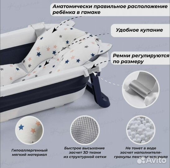 Детская ванночка для купания складная