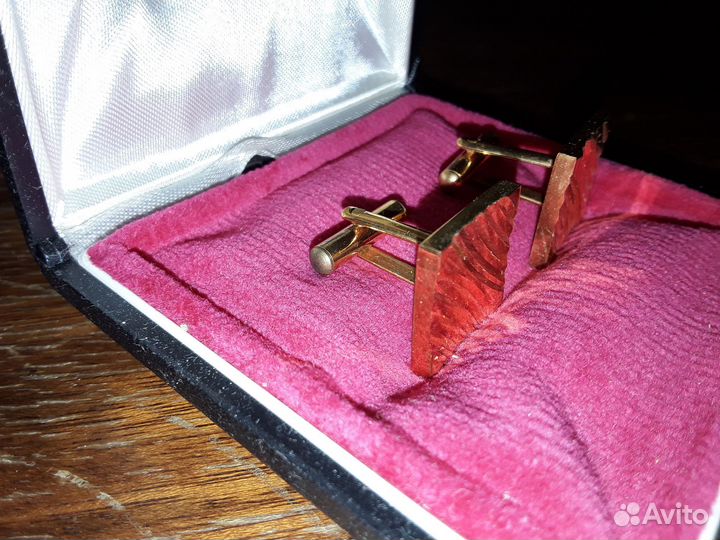 Запонки мужские новые золотистого цвета СССР