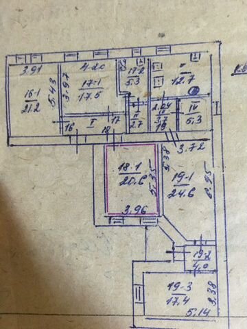 Комната 25,6 м² в 7-к., 2/2 эт.