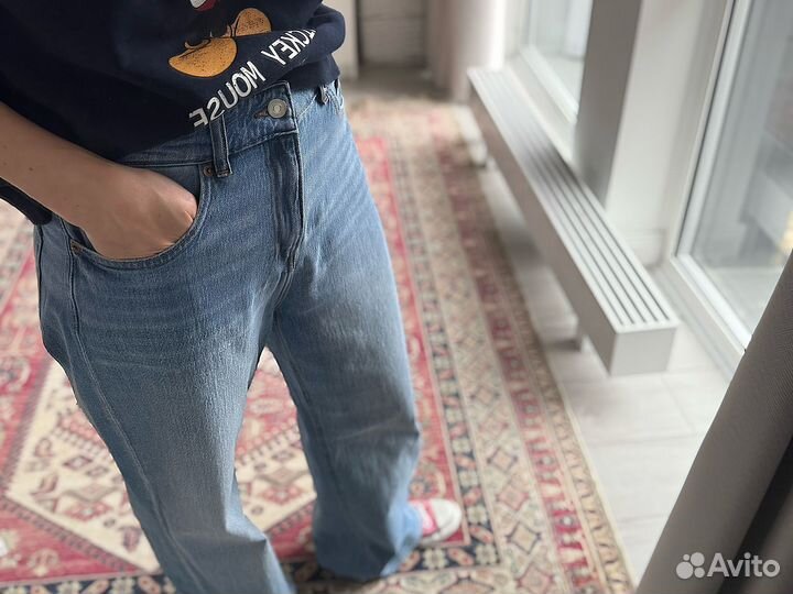 Джинсы женские широкие 46 48 голубые