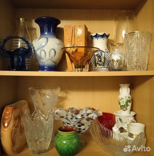 Вазы Хрусталь Фарфор Гутное Стекло Керамика СССР