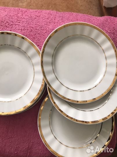 Блюдца от сервиза Вербилки Золотая лента