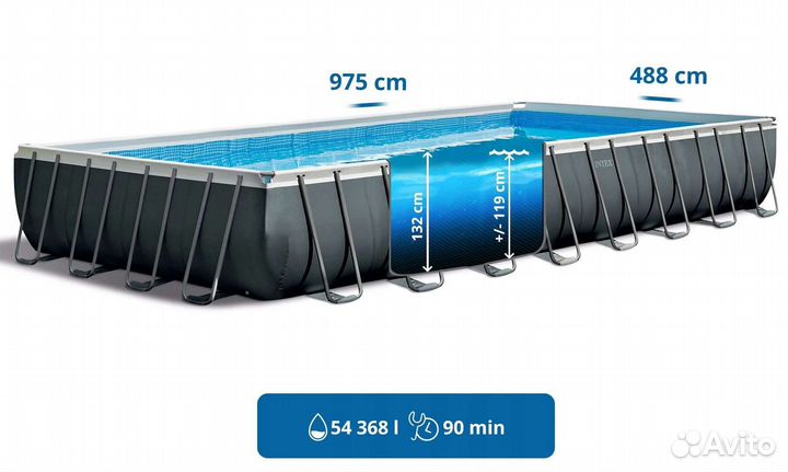 Каркасный бассейн 10х5 м Intex 26374(975х488х132)