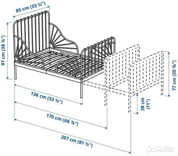 Раздвижная детская кровать икеа миннен (minnen)