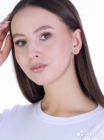 Серьги-пусеты серебряные с фианитами