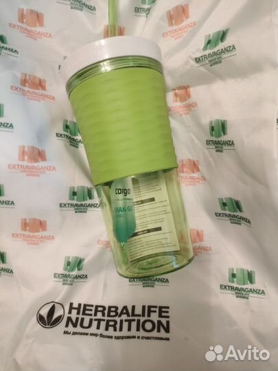 Стакан с трубочкой, непроливайка Herbalife