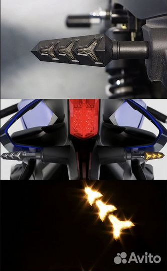 Поворотники для мотоцикла универсальные (Красный)