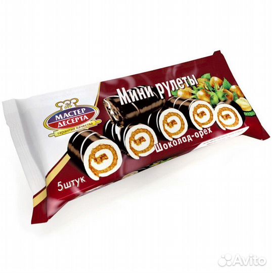 Мини-рулеты бисквитные шоколадно-ореховые 175г