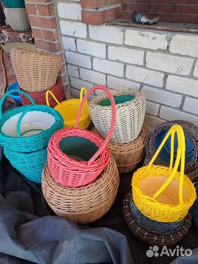 Плетеные горшки из ротанга