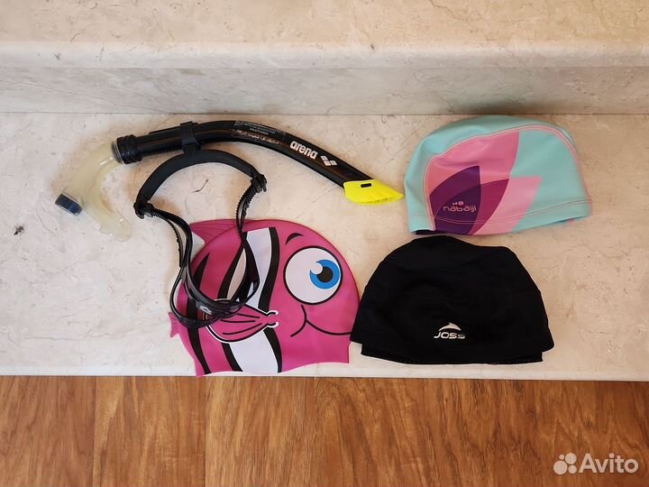 Трубка для плавания arena, шапки, ласты детские