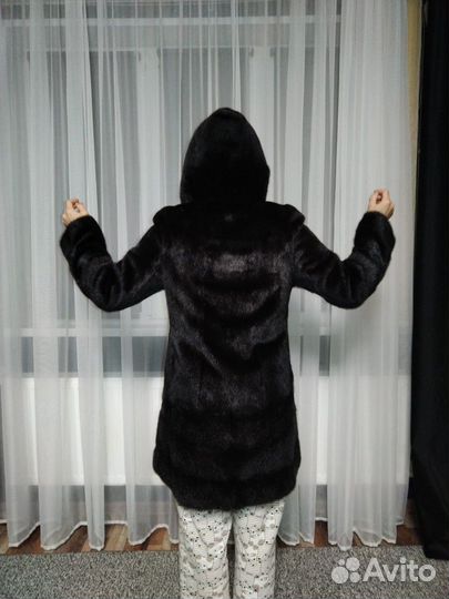 Шуба норковая 42 44 длинная с капюшоном