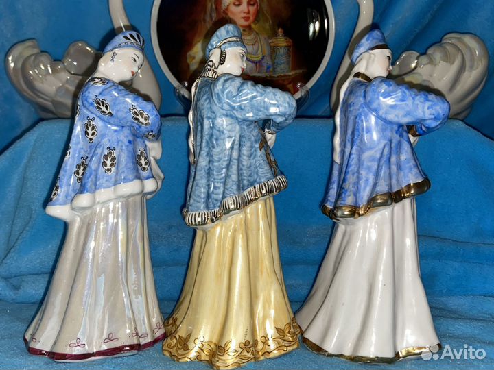 Статуэтки фарфор лебедушки лебеди-конфетницы СССР