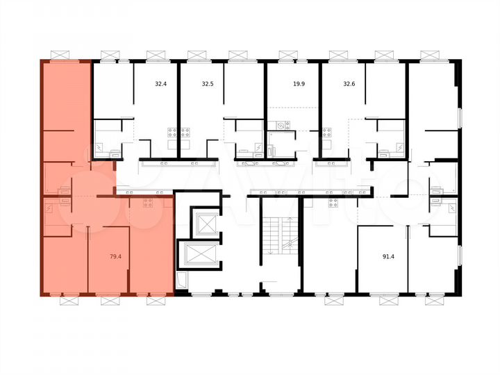 3-к. квартира, 79,4 м², 6/15 эт.